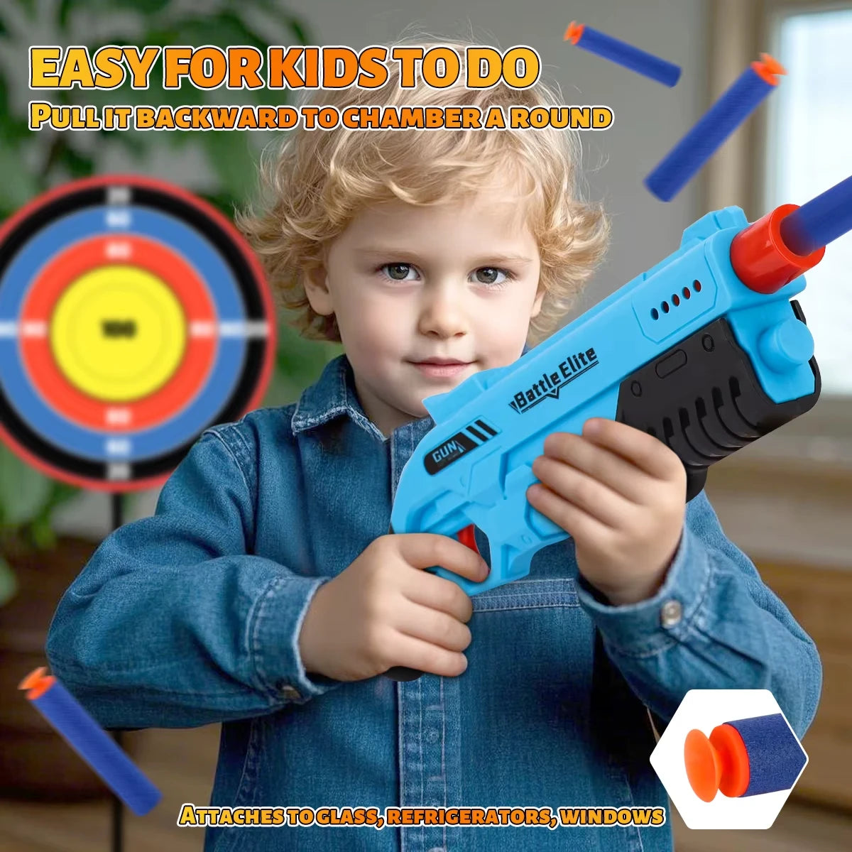 Soft Bullet Blaster Toy Gun - Durable Outdoor Foam Dart Launcher for Boys & Girls, Halloween & Christmas Gifts