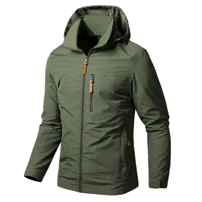 Men’s Waterproof Military Windbreaker Jacket - Hooded Autumn Outdoor Hiking, Biking & Casual Bomber Coat