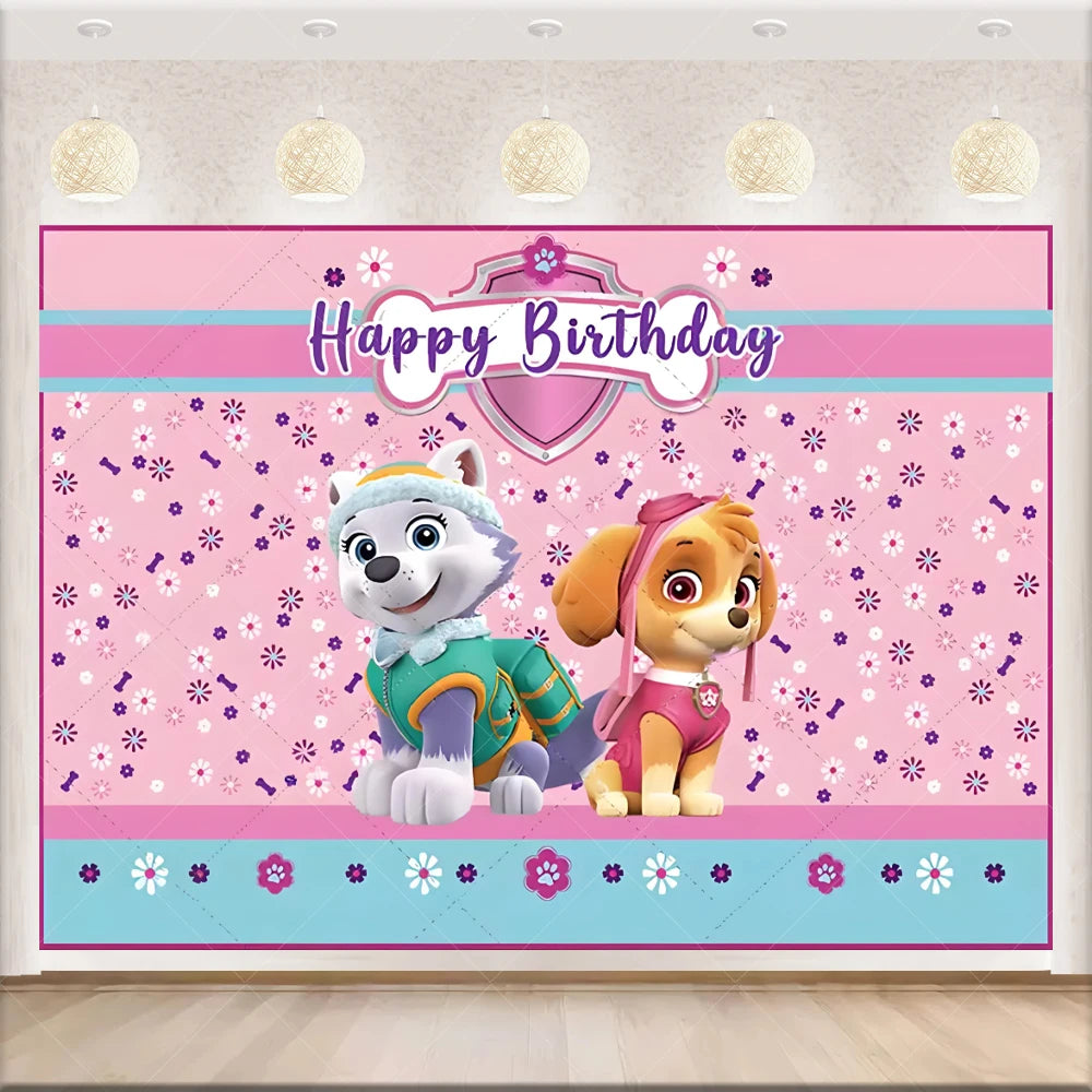 PAW Patrol Anime Birthday Party Backdrop – Puppy Dog Photography Background Cloth for Kids Birthday & Baby Shower Decorations Boy Gift