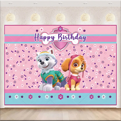 PAW Patrol Anime Birthday Party Backdrop – Puppy Dog Photography Background Cloth for Kids Birthday & Baby Shower Decorations Boy Gift