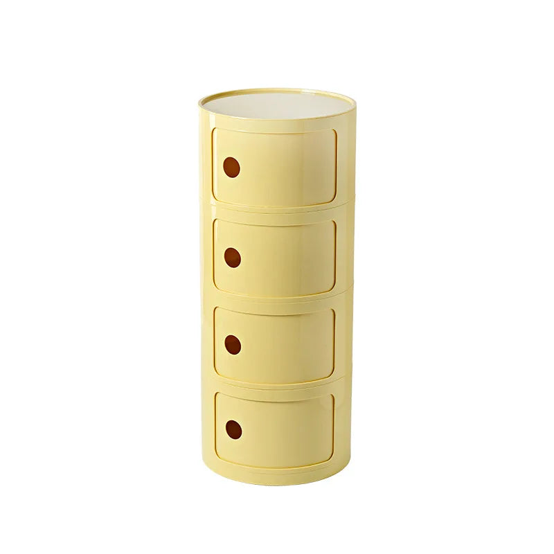Nordic Minimalist White Bedside Table – Modern Round Plastic Side Cabinet, Small Creative Storage Unit