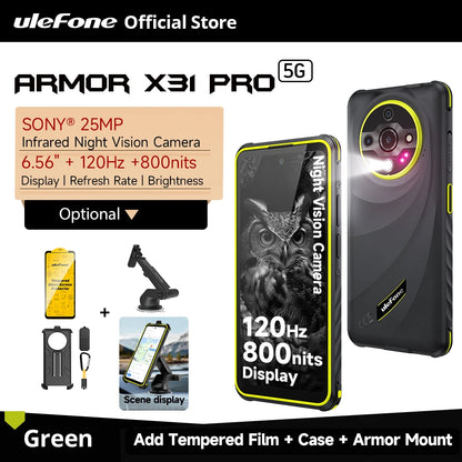 【World Premiere】Ulefone Armor X31 Pro 5G Rugged Smartphone – Android 14, 6.56” Display, 16GB+256GB, 64MP Night Camera, 6050mAh, NFC