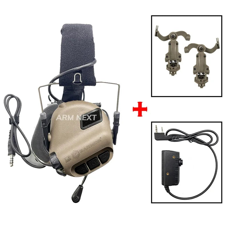 EARMOR M32 MOD4 Shooting Earmuffs – Tactical Noise Reduction Headset with Helmet ARC Rail & Kenwood PTT Adapter