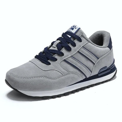 Men's Casual Artificial Leather Sneakers – Lightweight Breathable Lace-Up Flats for Spring & Outdoor Wear