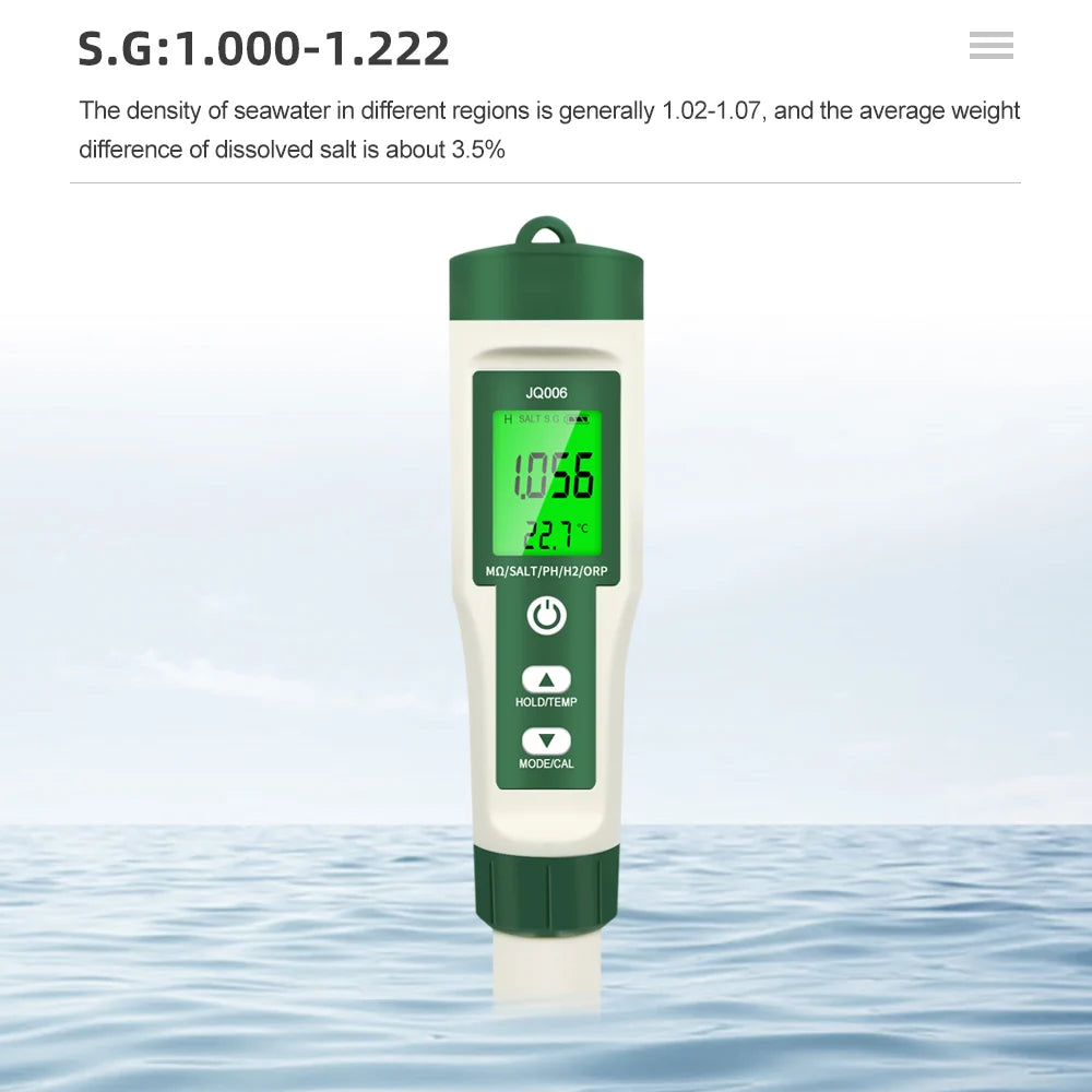 10-in-1 Digital Water Quality Tester — pH/EC/TDS/ORP/H₂/Fertility/Salinity/SG/Resistivity/Temp Meter for Aquariums, Pools & Hydroponics
