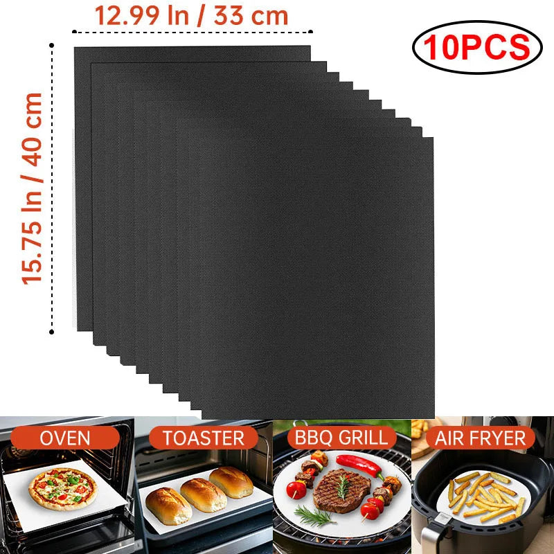 Reusable BBQ Grill & Oven Mat - Non-Stick Heat Resistant Baking Liner for Grilling, Cooking & Oven Protection