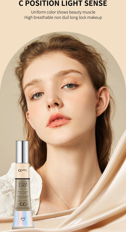 Ocheal 30g CC Cream Foundation – Waterproof Concealer, SPF 50+ Moisturizing Sunscreen, Long-Lasting Brightening Makeup Primer