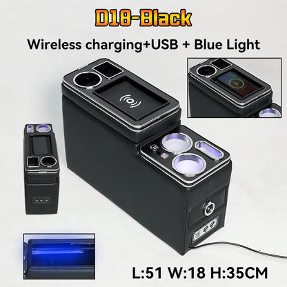 Universal Toyota Proace Verso Armrest Box – Car Console Storage with Wireless Charging for MPV