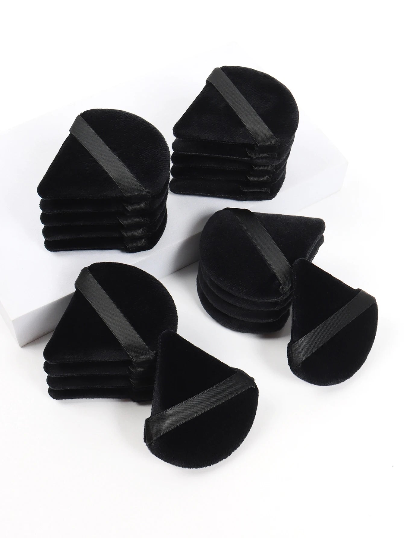 Black Triangle Makeup Puff - Soft Velvet Facial Sponge for Foundation Blending and Cosmetic Application