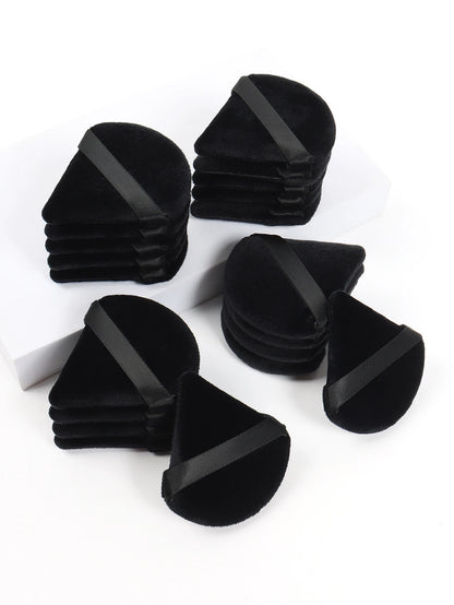 Black Triangle Makeup Puff - Soft Velvet Facial Sponge for Foundation Blending and Cosmetic Application