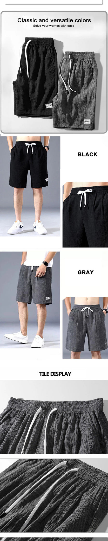 Men’s Ice Silk Sports Shorts – Loose, Breathable Cropped Pants for Casual Wear (XL-XXXL)
