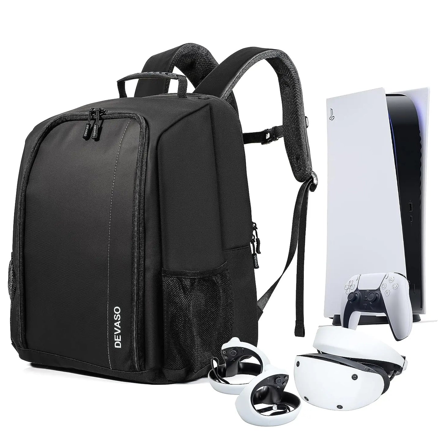 Gaming Console Backpack for PS5 & PSVR2 – Large Capacity Travel Storage Bag for Console, Controllers & Accessories