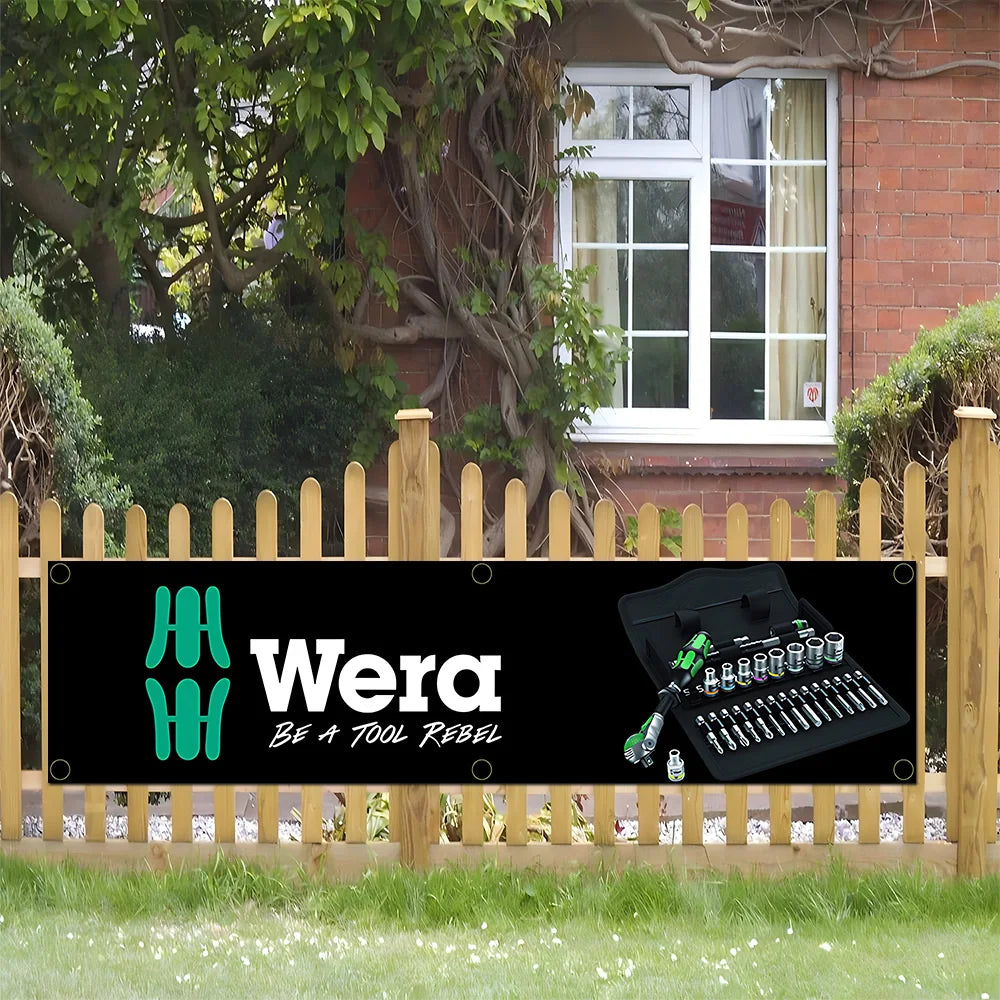 60x240cm WeraS Tools Garage Banner - Polyester Wall Tapestry with Brass Grommets for Indoor & Outdoor Decor