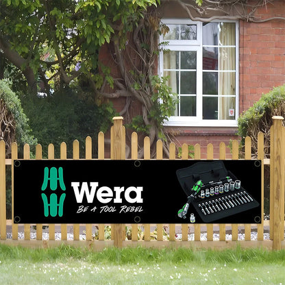 60x240cm WeraS Tools Garage Banner - Polyester Wall Tapestry with Brass Grommets for Indoor & Outdoor Decor