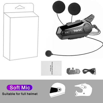 1/2 X1 Bluetooth Motorcycle Helmet Intercom Headset – 1000M Wireless Intercom for 2 Riders, Hands-Free Moto Interphone Call
