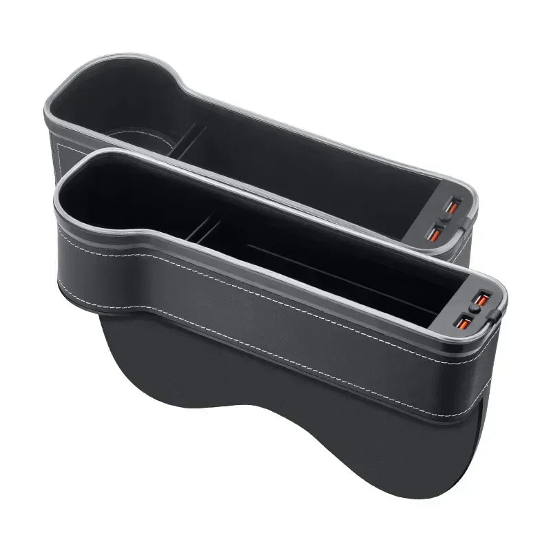 Car Seat Gap Organizer with 2 USB Chargers, LED Colorful Light, Pocket for Cards, Phone, Bottle & Cup Holder