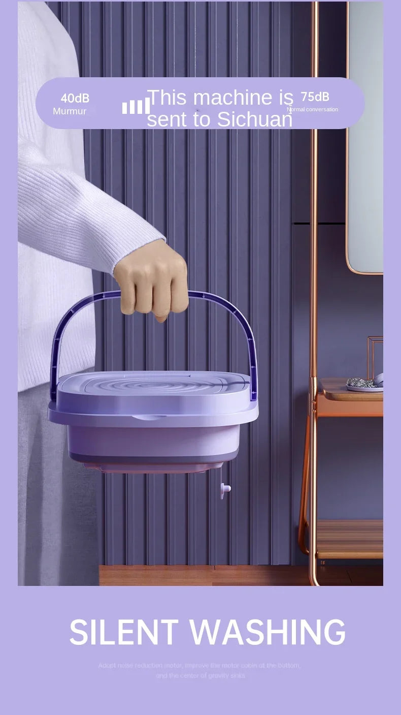 8L Portable Foldable Washing Machine – Mini Washer with Spin Dryer for Socks, Underwear & Panties