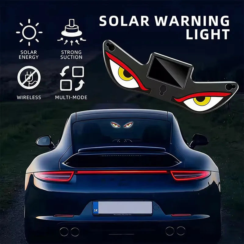 Solar Powered Car Demon Eye Light - Wireless LED Ambient Light with USB Rechargeable Design