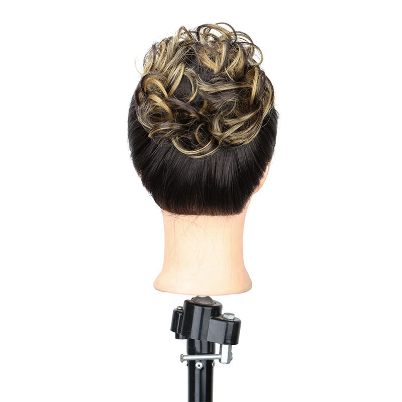 WIGSIN Synthetic Messy Bun Ponytail Extensions – Short Curly Chignon, Tousled Updo Hairpieces with Rubber Bands & Clip for Women & Girls