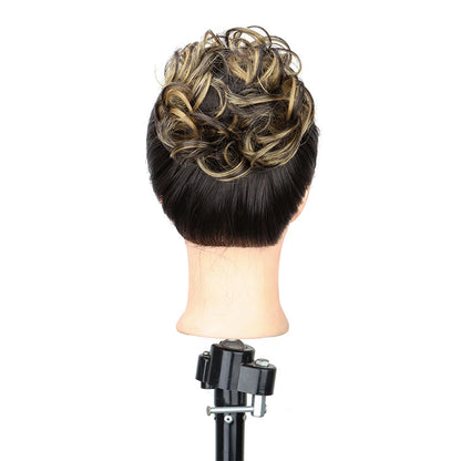 WIGSIN Synthetic Messy Bun Ponytail Extensions – Short Curly Chignon, Tousled Updo Hairpieces with Rubber Bands & Clip for Women & Girls