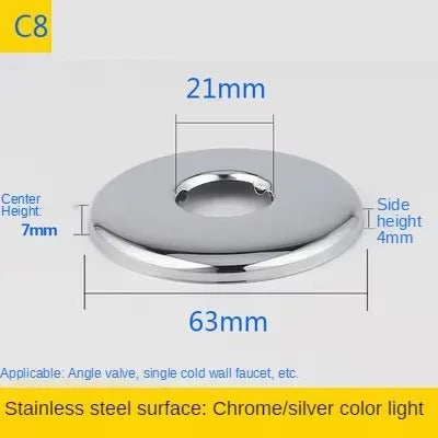 2Pcs Stainless Steel Faucet Decorative Cover – 1/2" & 3/4" Water Pipe Connector Heightening Valve Panel for Kitchen & Shower Faucet Accessories
