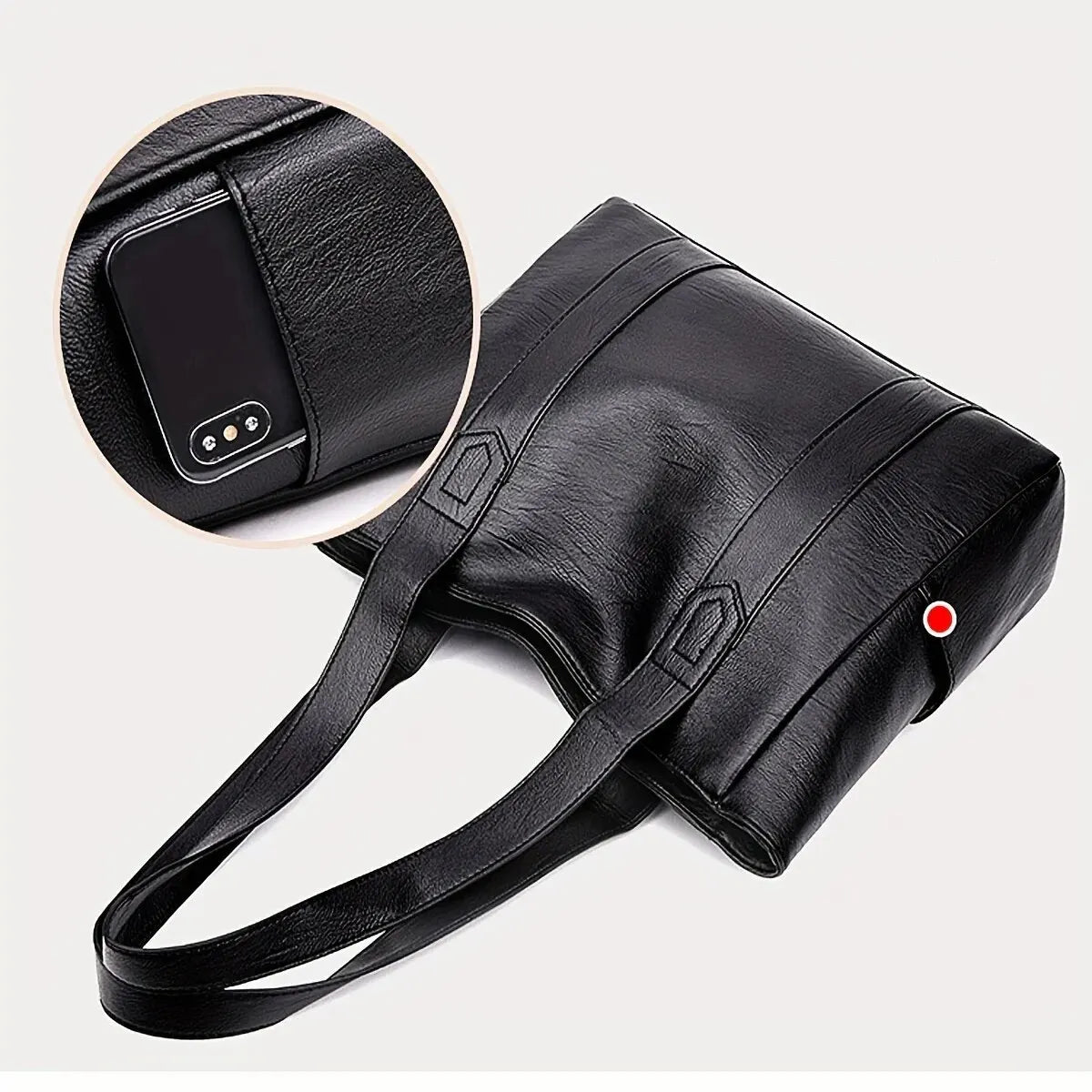 Vintage Large Capacity Tote Bag - Retro Vegan Shoulder Bag for Women, Casual Handbag for Commute
