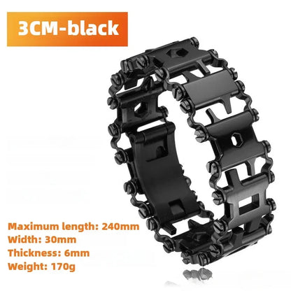 Multifunction Stainless Steel Tool Bracelet – Wearable Bike Multitool Kit with Bolt Drivers for Outdoor Survival and Everyday Carry Use