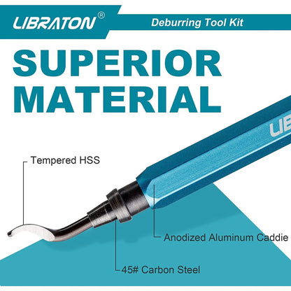 11-Blade Deburring Tool with HSS Steel Blades - 360 Degree Rotary Head for Metal, Resin, Plastic, 3D Printing, and Wood