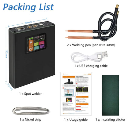 Portable Digital Spot Welder Kit — 18650 Lithium Battery Welder with 30-Speed Adjustable & Color Display