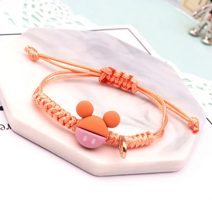 Mickey Mouse Hand-Woven Rope Bracelet – Cute Couple & Friends Fashion Jewelry, Adjustable Student Gift Wristband for Birthday & Casual Wear