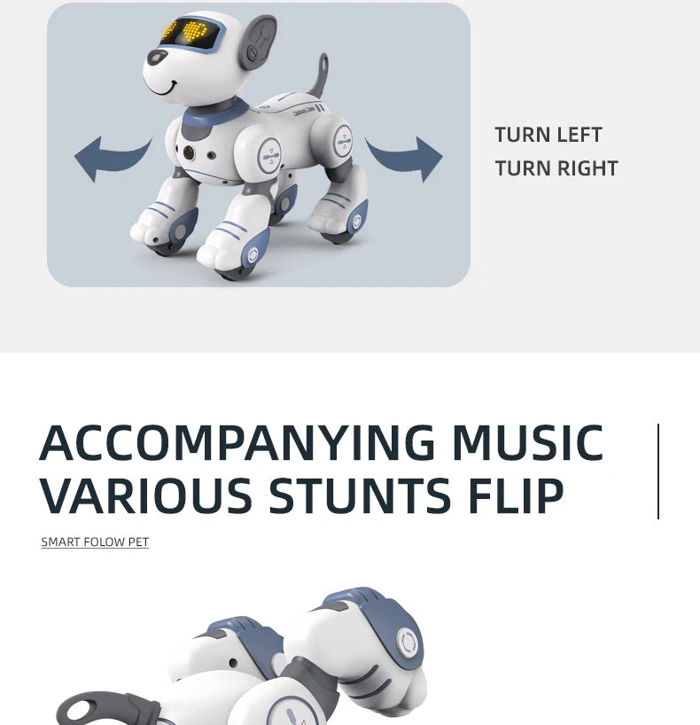 2-in-1 Intelligent Remote Control Robot Dog – Programmable Stunt & Voice Command Toy with Touch & Music for Kids