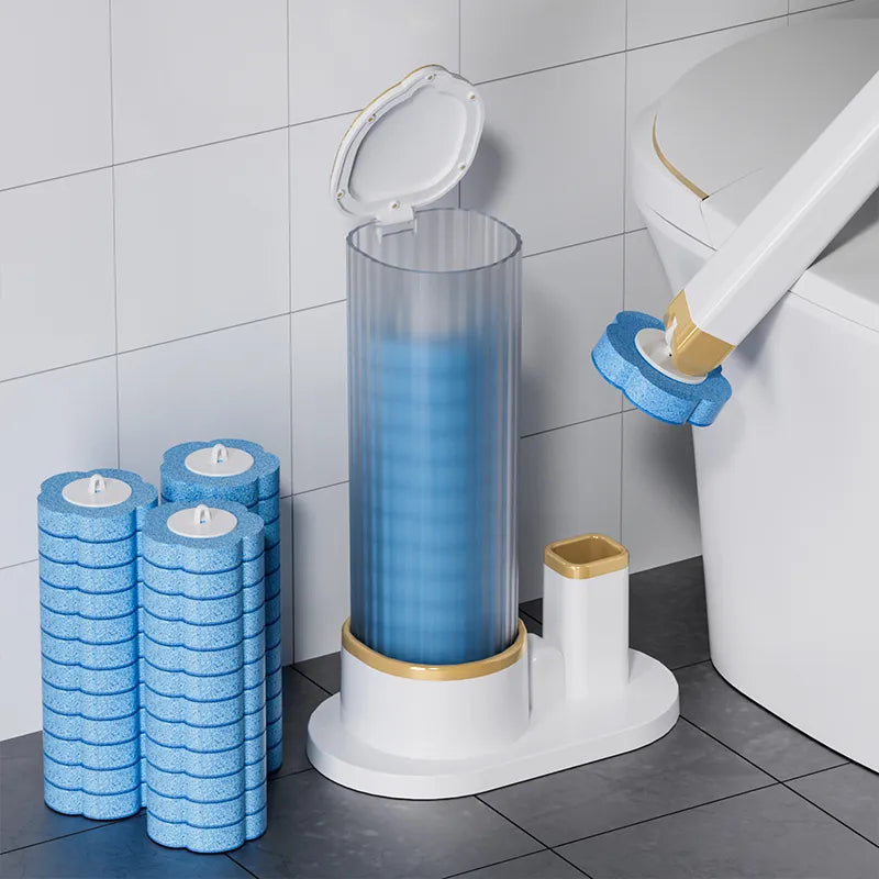 Wall-Mounted Disposable Toilet Brush Set - Easy Replacement Heads, Efficient Cleaning Tool for Bathrooms