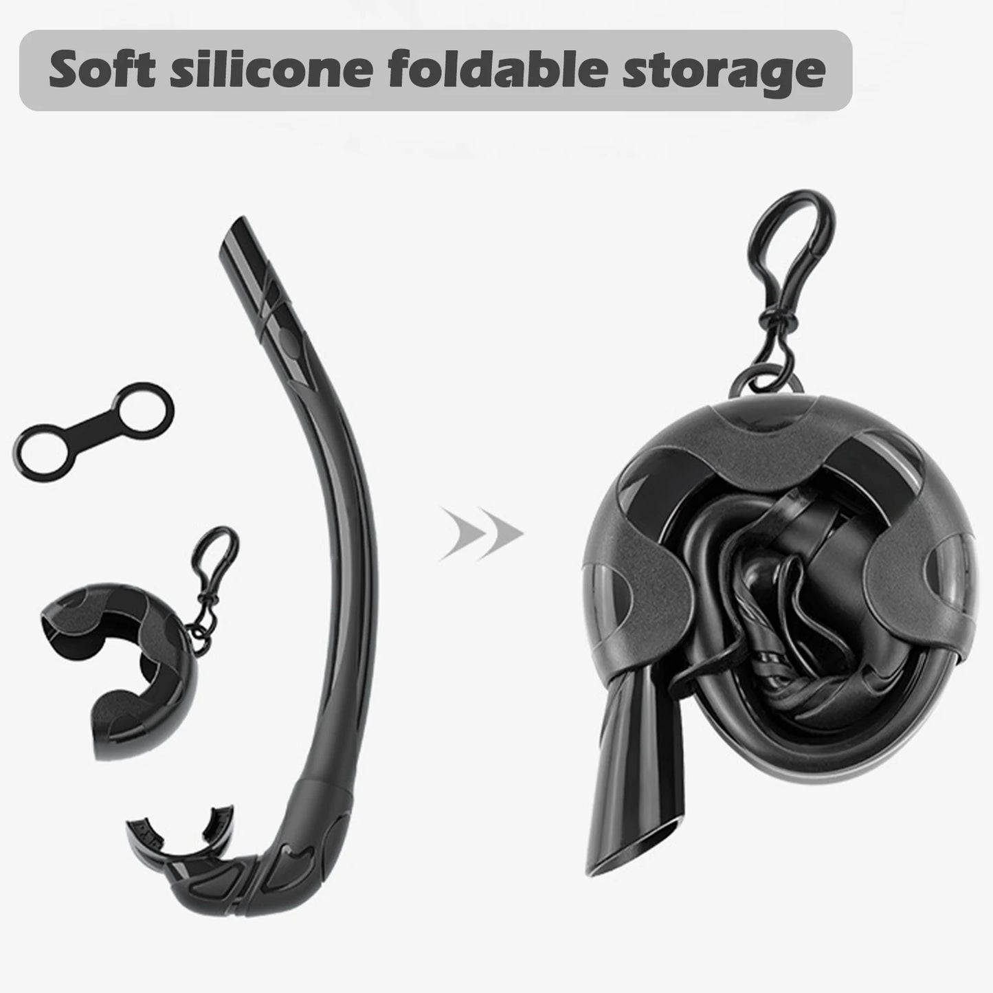 Soft Silicone Diving Snorkel - Portable Foldable Adult Snorkeling Gear for Freediving, Spearfishing & Swimming