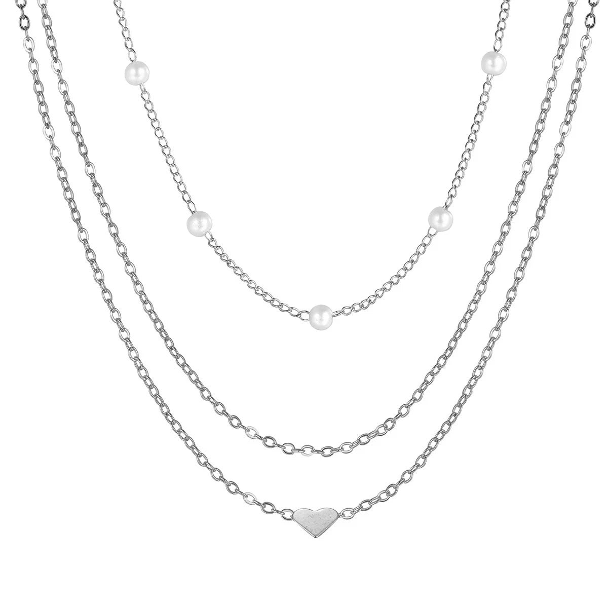LATS Pearl Choker Necklace for Women – Double Layer Heart Pendant Jewelry Gift