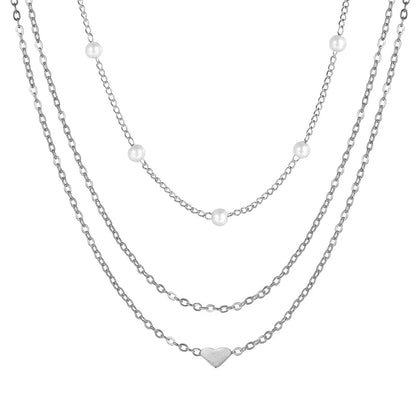 LATS Pearl Choker Necklace for Women – Double Layer Heart Pendant Jewelry Gift