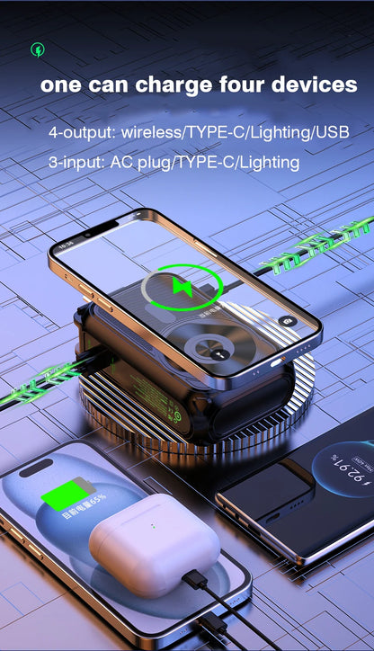 Magnetic Wireless Power Bank 20000mAh - Large Capacity Fast Charger with AC Plug, External Spare Battery for iPhone