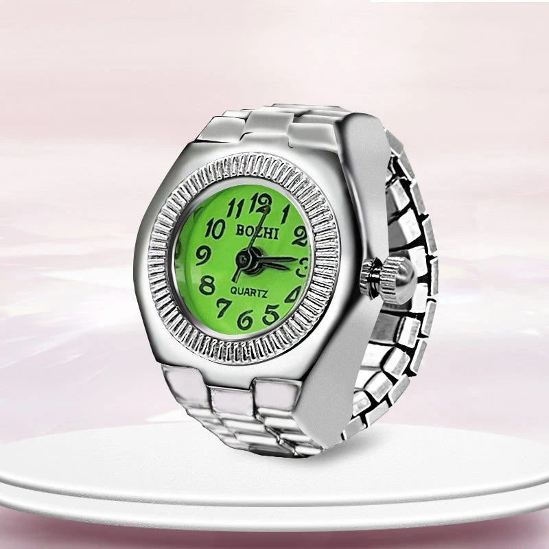 Kiss Jewelry Digital Quartz Finger Watch Ring – Mini Elastic Punk Style Clock Ring for Women, Men & Couple Teens Accessory