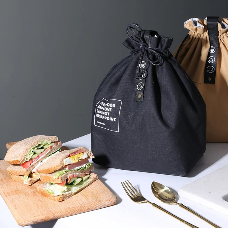 Canvas Lunch Bag – Portable Bento Box Handbag for Outdoor Picnic, School, and Food Storage, Fresh-Keeping Tote Accessory