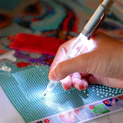 LED DIY Diamond Painting Pen with Light – Illuminated Drill Art Pen Applicator, Bead Lighting Tool & Accessories