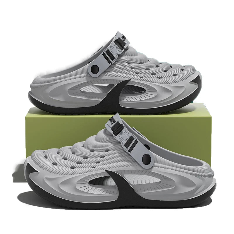 Men's EVA Outdoor Slippers - Non-Slip Closed-Toe Thick Soft Platform Summer Sandals for Men