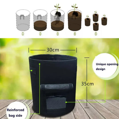 Versatile Felt Plant Grow Bags: Ideal for Greenhouse, Garden, and Vegetable Growing - 3 Sizes Available