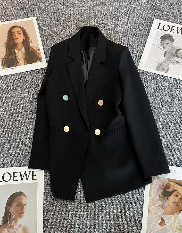 2023 Women's Elegant Single Button Blazer – Slim Fit Long Sleeve Office Jacket for Autumn & Winter