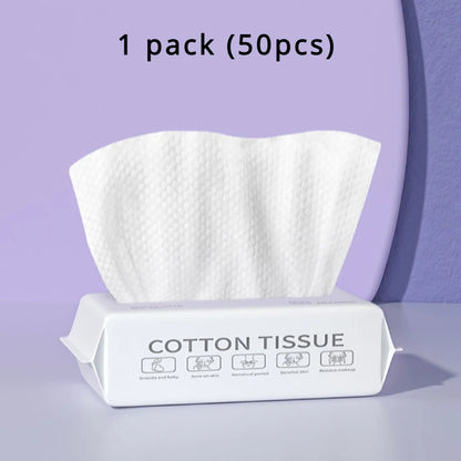 Disposable Soft Cotton Face Towels – 50/100Pcs Hygienic Dry Wipes for Bathroom, Makeup Removal, Washing & Daily Skincare Use