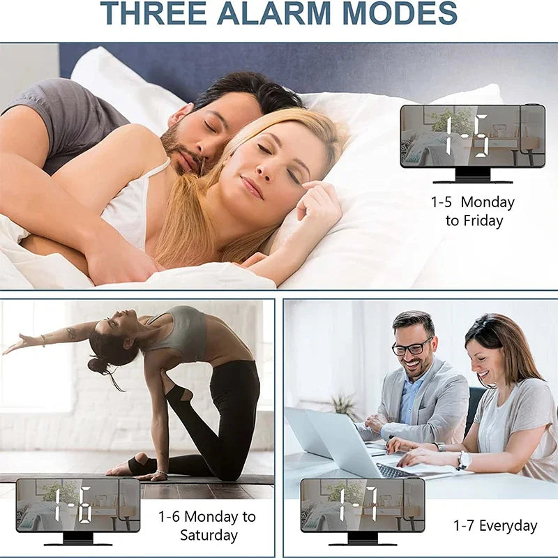 LED Digital Projection Alarm Clock – Ceiling Projector with Time, Temperature Display, Backlight & Snooze Function for Home