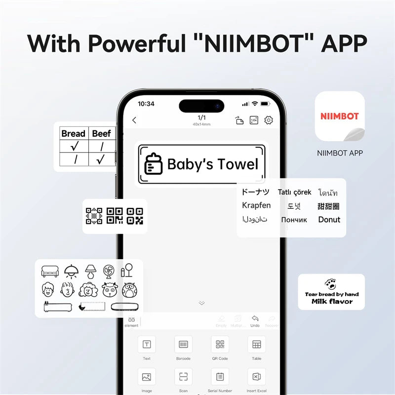 NIIMBOT B1 Portable 2-Inch Thermal Label Printer – Mini Bluetooth Adhesive Sticker Maker for Smartphone & PC
