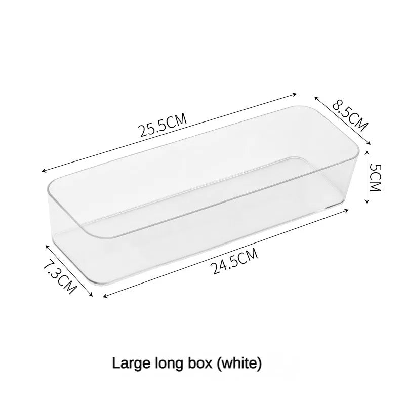 4PCS Clear Plastic Desk & Drawer Organizers – Makeup Storage Boxes for Office & Bathroom