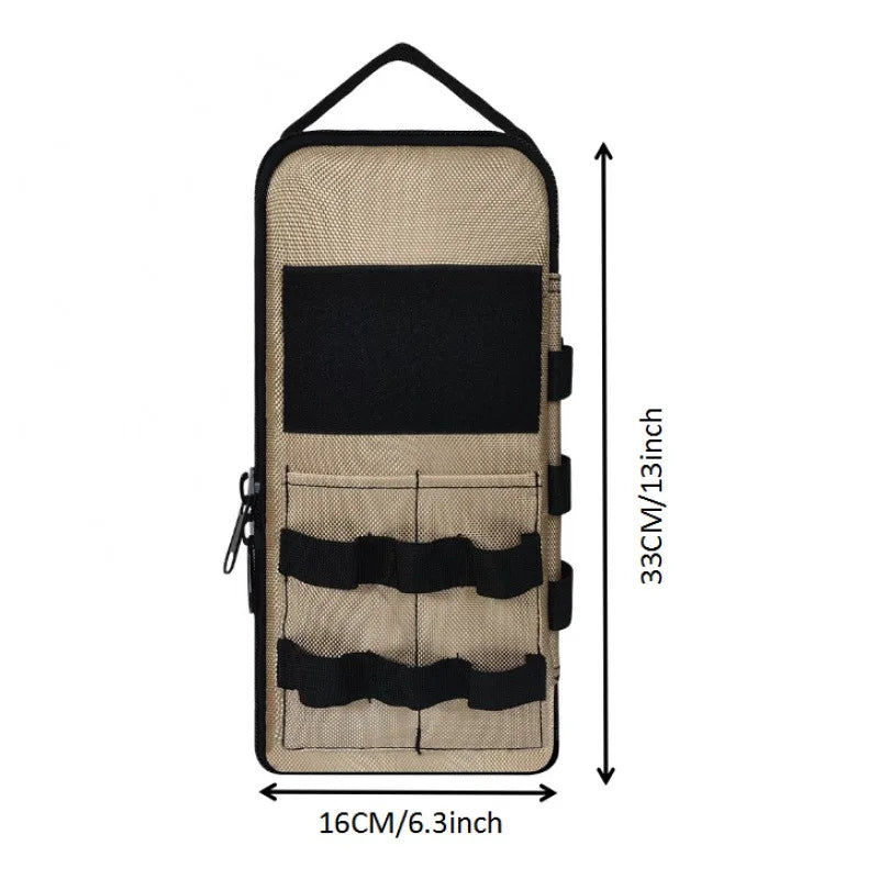 Heavy Duty Tool Bag - Portable Multi-Pocket Tool Organizer with Carabiner & Retractable Cord