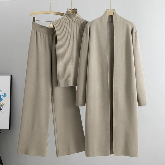 Women’s 3-Piece Tracksuit Set – Solid Tank Top, Pants & Coat, Fashionable Casual Outfit for Women