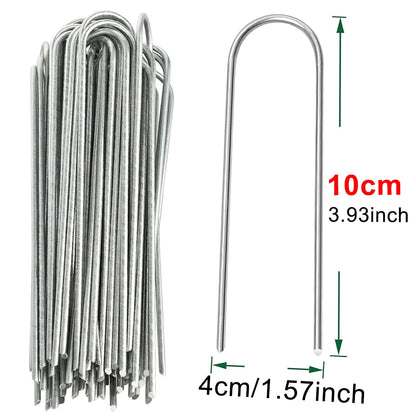 U-Type Heavy Duty Garden Staples – Galvanized Fence Sod Pins & Landscape Ground Stakes for Lawn, Barrier & Garden Fixing Nails