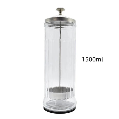 Beauty Hair Sponge Stainless Steel Glass Disinfection Jar — Filtered Sterilization Container for Salon Tools
